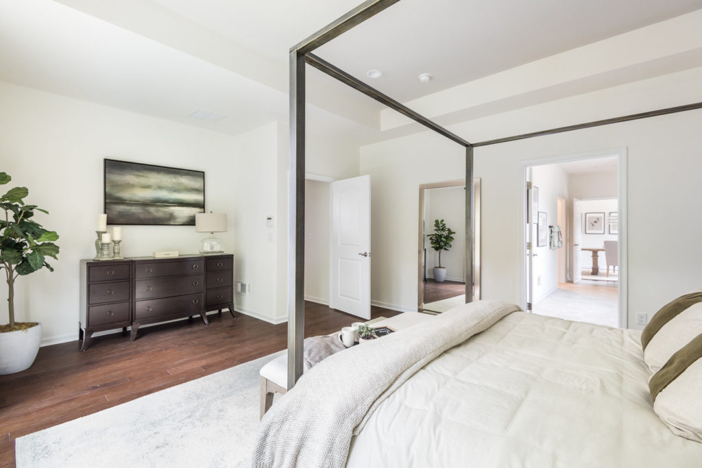 model home master bedroom single level living 55+