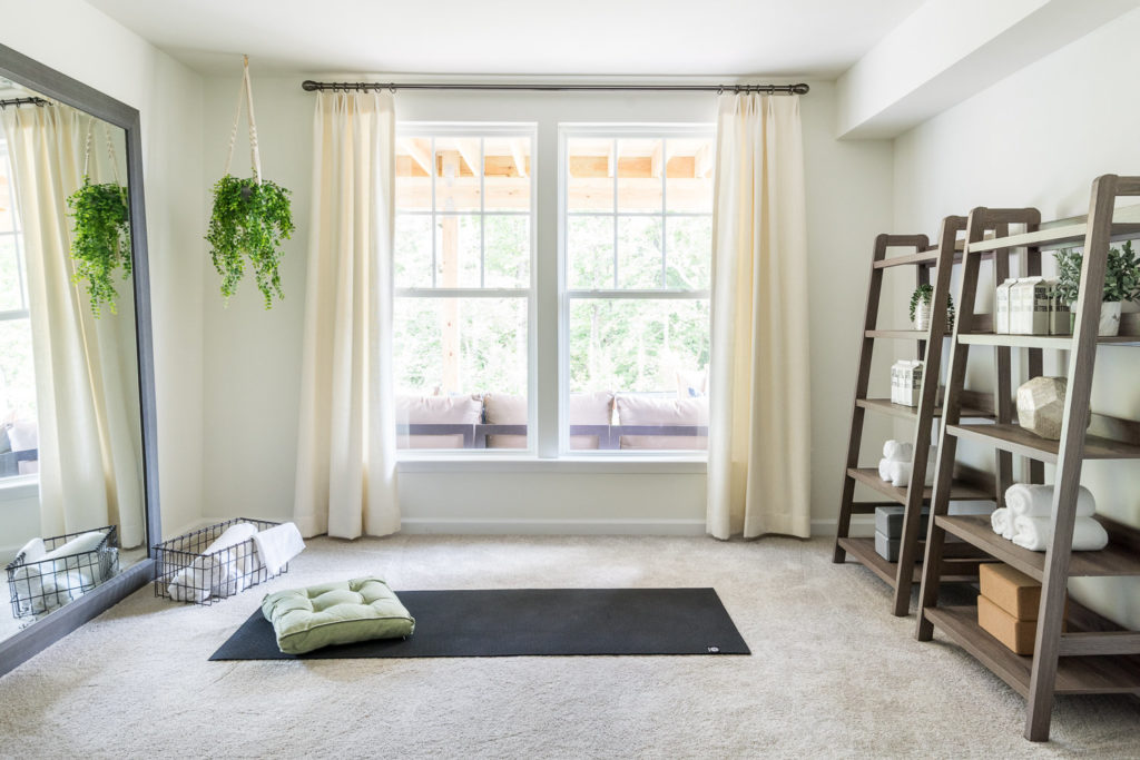 model home lower level flex yoga space